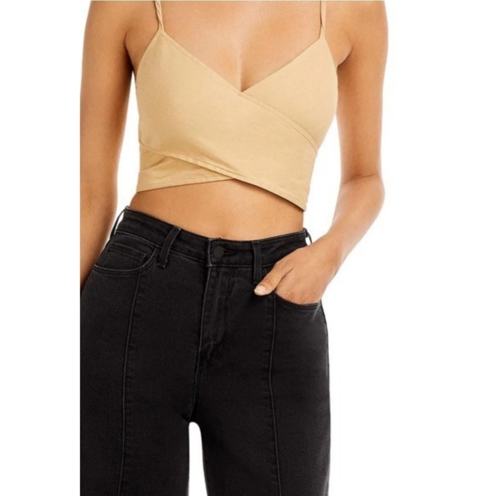 Derek Lam 10 Crosby Linen Gianna Wrap Bustier Tan Crop Top Size 8 Women's